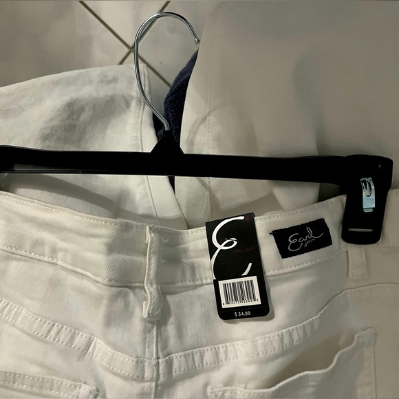 EARL Jeans: WHITE (Skinny Ankle) w/BLUE 🧵EMBROIDERED HEM-Denim, SIZE 12P, NWT! - Picture 10 of 14